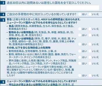 NZ入国カード日本語